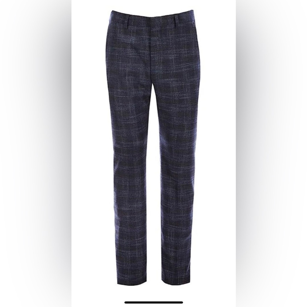Murano brand style Evan Extra Slim-Fit Plaid Navy Suit Separates Dress Pants